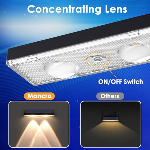 Outdoor Solar Fence Lights, 6 Pack Warm White & RGB 7 Color Charging Solar Deck Lights Waterproof Solar Lights for Outside Wall Porch Balcony Patio Decor