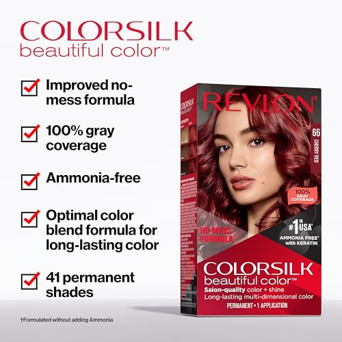 Revlon Permanent Hair Color, Permanent Brown Hair Dye, Colorsilk with 100% Gray Coverage, Ammonia-Free, Keratin and Amino Acids, Brown Shades (Pack of 3)