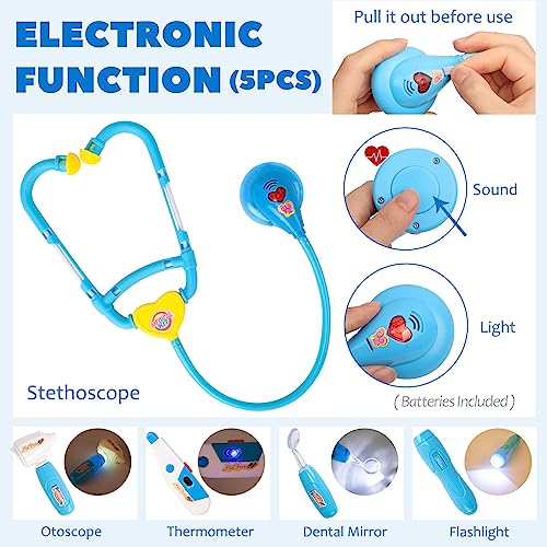 Liberry Toy Doctor Kit for Toddlers 3-5 Years Old Boys Girls, 30 Pcs Kids Doctor Playset Gift, Pretend Play Medical Set with Stethoscope, Doctor Role Play Dress Up Costume