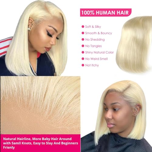 Brazilian Hair 8 Inch Bob Wig Human Hair #4 Brown 13x4 HD Transparent Lace Front Wigs Human Hair Pre Plucked Glueless Wigs with Baby Hair Human Hair 180% Density Straight Frontal Lace Wigs for Wome