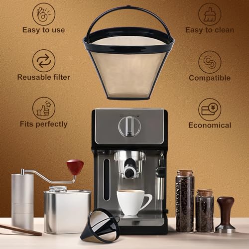 Bouaida Reusable Coffee Filters, Ninja Coffee Filter, Permanent Coffee Filter 4, Used for Replacing the Ninja Coffee Bar Brewer, 4 Cone Permanent Coffee Filter, 2Pcs