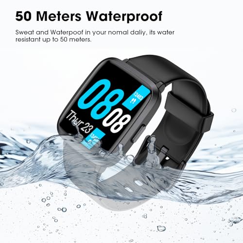 LIVIKEY Smart Watch for Men Women, Fitness Tracker with Heart Rate Monitor, Blood Oxygen, Blood Pressure, Sleep Monitor, 50 Meters Waterproof Smartwatch with Pedometer for iOS and Android Phones