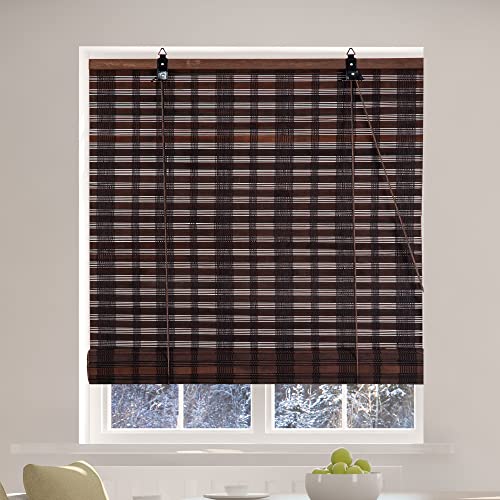 Bamboo Roman Window Blinds Sun Shades, Light Filtering Roller Shades,Any Size 24-72 Wide and 72 High (Dark Brown, 24 * 72)