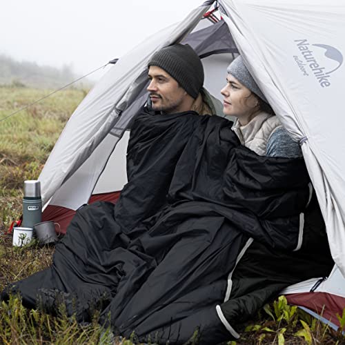 Naturehike Ultralight Sleeping Bag - Envelope Lightweight Portable, Waterproof, Comfort with Compression Sack - Great for 3 Season Traveling, Camping, Hiking (Black)