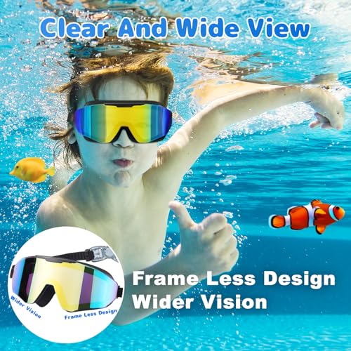 EverSport 2 Pack Kids Swim Goggles Frame Less Design Anti-fog UV Protection Clear Wide Vision No Leak, Water Pool Swimming Goggles for kids 6-14 8-14 8-12 5-7 Toddler Youth Children Boys Girls