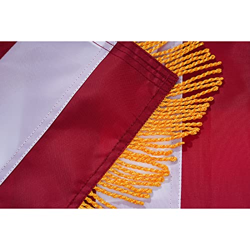FRF FLAG American Flag with Gold Fringed 3x5 Ft, Made in USA, Indoors USA Flag, Embroidered Stars, with 4 Rows of Lower Stitches……