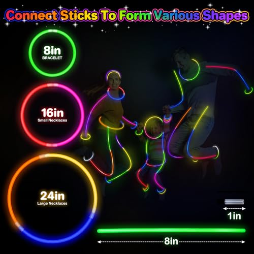 SpringFlower 100 PCS Glow Sticks Bulk Party Favors, 8" Glow in the Dark Party Supplies, Light Sticks for Party Favors Glow Necklaces and Bracelets for Kids or Adults