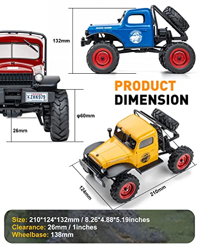 WOWRC RC Car 1/24 Remote Control Car, FCX24 Power Wagon 4WD RC Crawler Two-Speed Shift, RC Rock Crawler 8Km/h with Portal Axle Metal Gears for Boys Girls and Adults, Blue