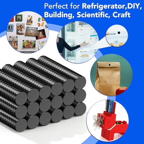 TRYMAG Small Magnets Black 360Pcs, 3x1mm Neodymium Magnets, Tiny Strong Small Round Magnets Rare Earth Magnets Mini Round Magnets Neodymium Magnets for Fridge, Office, Crafts, DIY, Science