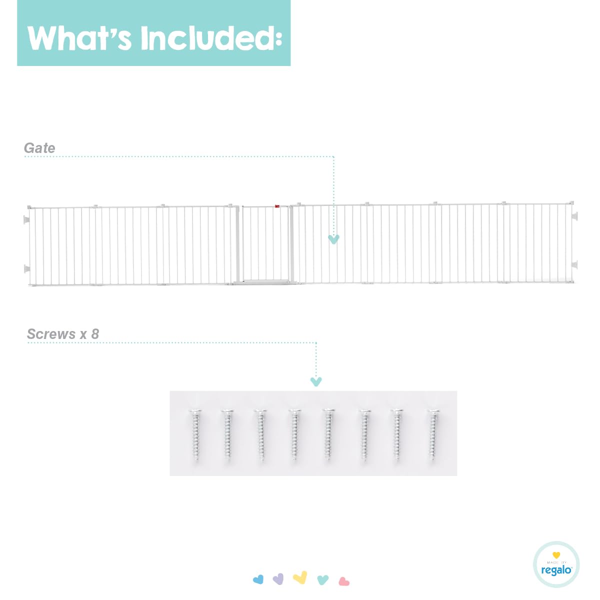 Regalo 194-Inch Super Wide Adjustable Baby Gate and Play Yard, 2-In-1, Bonus Kit, 4 Count (Pack of 1)