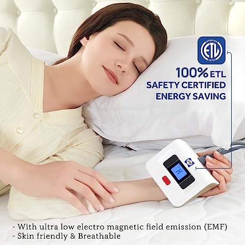 Sealy Heated Mattress Pad Twin Size, Luxury Quilted Electric Bed Warmer with 10 Heat Settings & Auto Off 1-12 Hours | Fit Up to 15" Deep Pocket | ETL Certified | Machine Washable