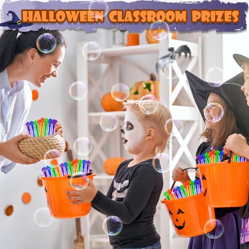 Kannove Halloween Mini Pumpkin Bubble Wands Toys Gifts for Kids 20 Pack,Small Halloween Basket Goodie Bag Stuffer Fillers Party Favors Prizes for Toddlers,Halloween Trick or Treat Toys for Boys Girls