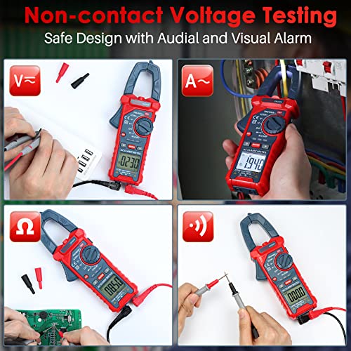 AstroAI Digital Clamp Meter Multimeter 2000 Counts Amp Voltage Tester Auto-ranging with AC/DC Voltage, AC Current, Resistance, Capacitance, Continuity, Live Wire Test, Non-Contact Voltage Detection