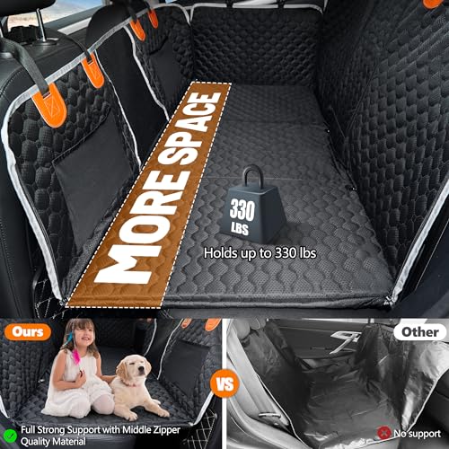 ANOSOSPECIAL Dog Back Seat Cover Extender,Waterproof Camping Pet Hammock Travel Bed,Easy Clean for Car SUV Truck (Black)