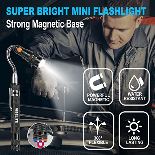 VIBELITE Extendable Magnetic Flashlight with Telescoping Magnet Pickup Tool-Cool Gadgets Gifts Idea & Birthday for Men, Husband,Dad,Father,Mechanic,Tech,Handyman,Him Women