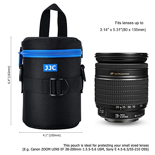 JJC Deluxe Lens Case Pouch Bag for Canon EF-S 17-55mm/17-85mm,EF 35mm f2, RF 85mm f2 Macro, Nikon AF-S 18-200mm/18-105mm/18-300mm/55-200mm, Fujifilm XF 56mm f1.2 R & More Lens Below 3.1" x 5.3"(D x L)