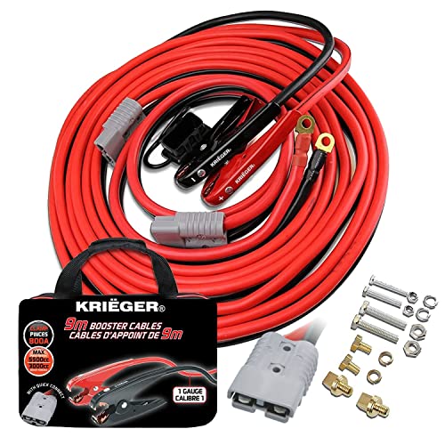 K KRIËGER Jumper Cables for Car Battery, Heavy Duty Automotive Booster Cables for Jump Starting Dead or Weak Batteries with Carrying Bag Included (16-Feet (4-Gauge)