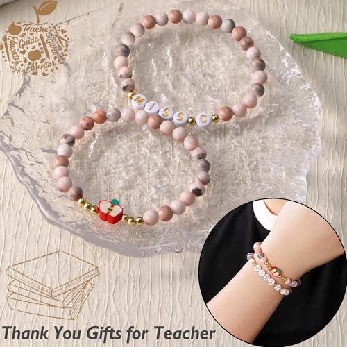 Btysun Teacher Appreciation Day Gift Ideas, Teacher Appreciation Gifts for Women Thank You Gifts for Teachers Initial Bracelet Mrs M Cute Bracelets End of Year Teacher Gifts from Students