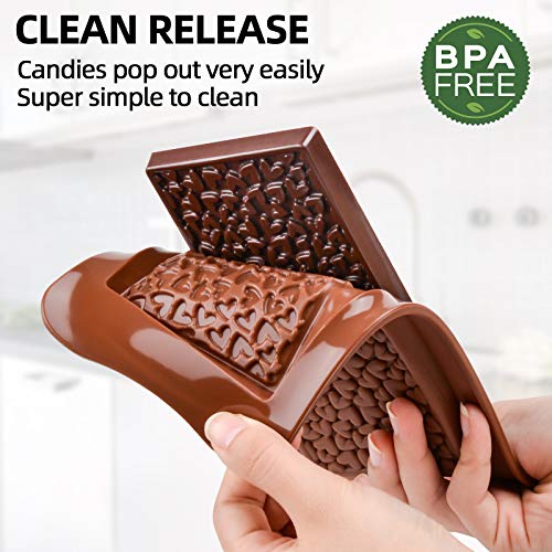 Fimary Chocolate Molds - Non-Stick Chocolate Bar Mold, Break Apart Chocolate Bar Maker Food Grade Deep Chocolate Bar Mold For Knafeh Pistachio Chocolate Bar Milk Chocolate Bar Home Diy