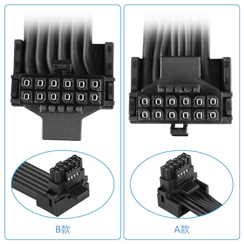 CERRXIAN 1FT ATX3.0 12VHPWR 90 Degree Angle Extension Cable,PCI-e 5.0 12VHPWR ATX3.0 600W 16 Pin Male to Up Angled Female Power Cable,for Graphic Card GPU 12+4pin RTX 3090Ti 4070Ti 4080 4090 (A-1FT)