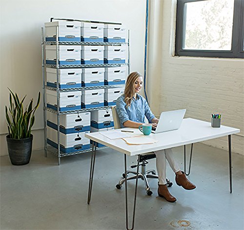 Bankers Box Fellowes 00702 and 00701 Store/File Medium-Duty Storage Boxes with Lift-Off Lid, Legal and Letter, 12 Pack
