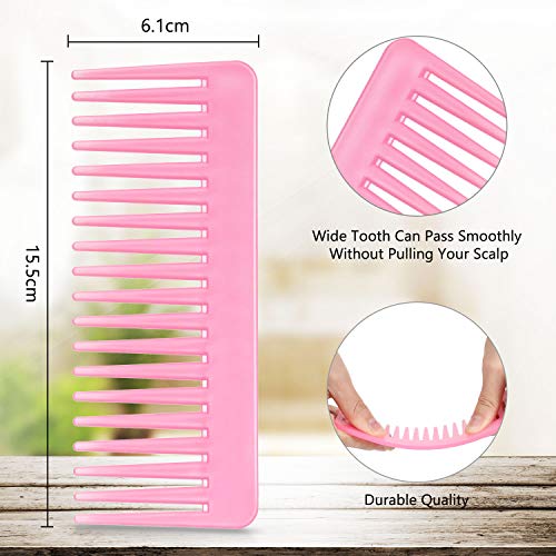 Large Hair Detangling Comb Wide Tooth Comb for Curly Hair Wet Dry Hair, No Handle Detangler Comb Styling Shampoo Comb (Cyan, Pink)