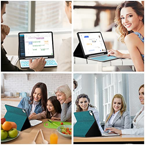 iPad Air 11 inch Case with Keyboard (M2) 2024, Detachable Bluetooth Keyboard, 7 Colors Backlit, Smart Protection Cover with Pencil Holder for Air 5th/4th 10.9” & iPad Pro 11 4th/3rd/2nd/1st Gen Green