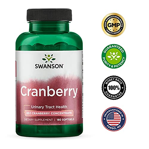 Swanson Cranberry - Supports Urinary Tract Health, Bladder Control, and Promotes Healthy Kidney Function - Cranberry Supplement Made with 20:1 Cranberry Juice Concentrate - (180 Softgels)