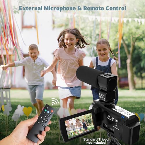 CUTELULY 4K Video Camera Camcorder 48MP UHD 60FPS WiFi IR Night Vision Vlogging Camera for YouTube 16X Digital Zoom Camera with External Microphone, Lens Hood, Stabilizer, Remote Control, 2 Batteries