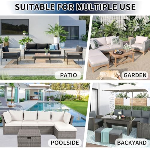 PureFit Waterproof Outdoor Cushion Covers Replacement for Patio Furniture Chair Seat Cushion Covers 20x18 inch for Outdoor Furniture Garden Backyard with Zipper, 2 Pack SLIPCOVERS ONLY, Cream