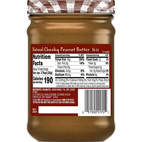 Smucker's Natural Chunky Peanut Butter, 16 Ounces