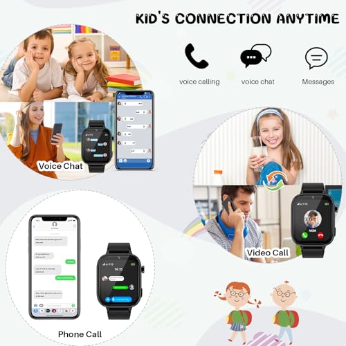 OKYUK 4G Kids Smart Watch, 15 Exciting Games, Two-Way Calling Feature, SOS Emergency Call Button Ideal for Kids Aged 3-12, for Boys & Girls