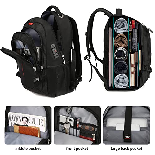 Sowaovut Travel Laptop Backpack Anti-Theft Bag with usb Charging Port and Password Lock Fit 16 Inch Laptops for Men Women