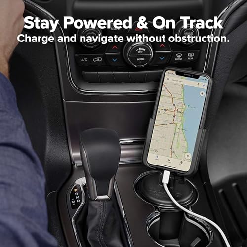 WeatherTech CupFone, Universal Cup Holder Phone Mount for Cars – Adjustable & Secure Fit with Open Access for Charging – Compatible with iPhone, Android - Metal Knobs, Black