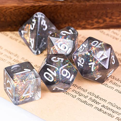 UDIXI 7 Die Polyhedral Dice Set D&D with Anchor Inclusion, Sequins DND Dice for Dungeons and Dragons RPG MTG and Other Tabletop Games