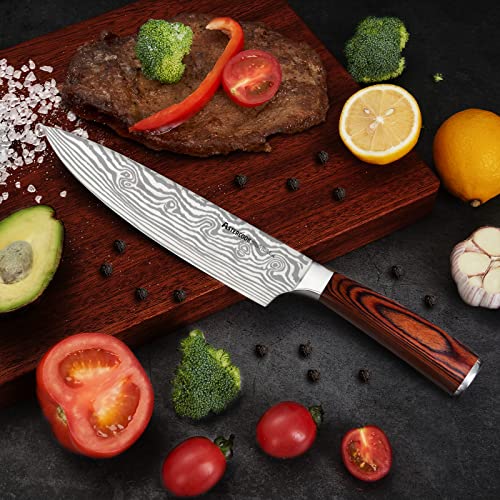 Astercook Chef Knife, 8 Inch Professional Kitchen Chef Knife, German High Carbon Stainless Steel Ultra Sharp Knife, Chefs Knives with Ergonomic Handle and Gift Box