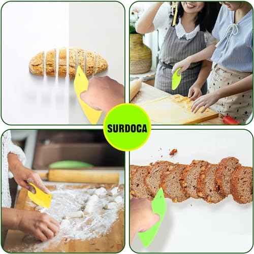 Hard Bench Scraper Dough Scraper - SURDOCA 5.31x3.64'' Plastic Pastry Cutter Dough Cutter Bread Cutter bread making tools, Cake Scraper Bowl Scraper Pastry Scraper Baking Supplies, Blue+Green+Yellow