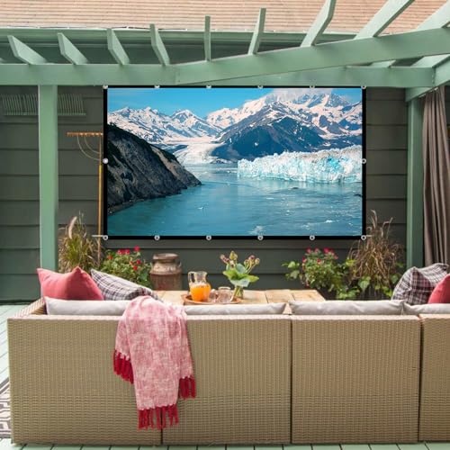 Projector Screen TOWOND 100 inch Projection Screen Indoor Outdoor Washable Anti-Crease 16:9 HD Rear Front Movies Screen for Home Theater Office