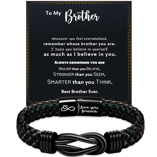 Btysun Godson Gifts from Godmother Mens Leather Bracelet Christian Gifts Silver Christian Bracelet for Men Religious Gifts Sentimental I Love You Gifts for Him