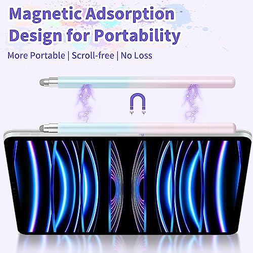 Stylus Pens for Touch Screens, High Precision 2-in-1 Disc Stylus Pen with Magnetic Adsorption, Compatible with iPad/iPhone/Tablets/Android and All Capacitive Touch Screens (Blue Light Yellow)