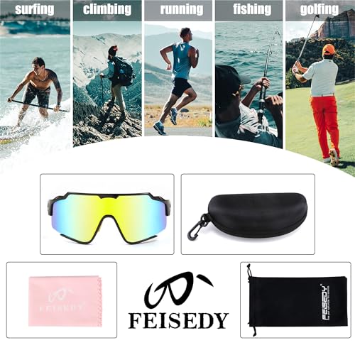 FEISEDY Polarized Sports Sunglasses for Men Women, Baseball Cycling Fishing Sunglasses UV400 Protection B0134