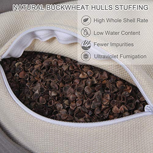 FelizMax Zafu Buckwheat Meditation Cushion,D=33cm/41cm H=14cm,Round Zabuton Meditation Pillow,Yoga Bolster Kneeling Pillow Premium Yoga Pillow Sitting on Floor Zippered Cotton Cover-33cm, Black