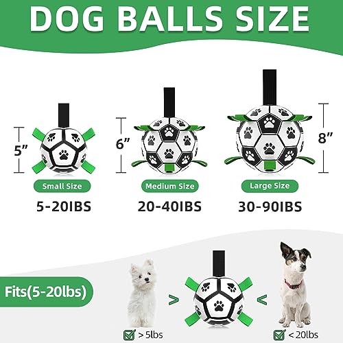 QDAN Extra Large Dog Toys Soccer Ball - Durable Dog Balls for Extra Large Dogs with Straps, Interactive Dog Tug Toy with Strap for Tug of War (9 Inch)