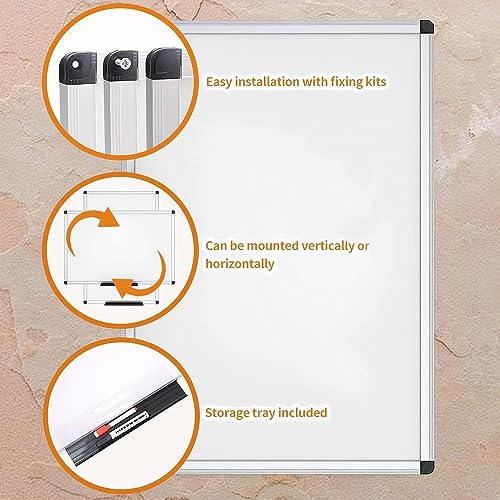 VIZ-PRO Dry Erase Board/Whiteboard, 36 X 24 Inches, Wall Mounted Board for School Office and Home
