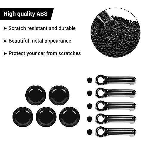 Hoolcar Exterior Door Handle Cover Tailgate Handle Cover Recess Guard Compatible with 2007-2017 Jeep Wrangler JK JKU Sports Sahara Freedom Rubicon Unlimited, Black, 15PCs