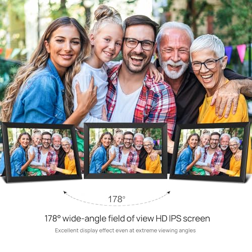 𝟯𝟮𝗚𝗕 Smart Digital Photo Frame, 10.1-Inch WiFi Digital Picture Frame with 1280x800 IPS FHD Touchscreen, Auto-Rotate Wall Mountable TF Card, Easy Share Photos/Videos via Uhale App from Anywhere