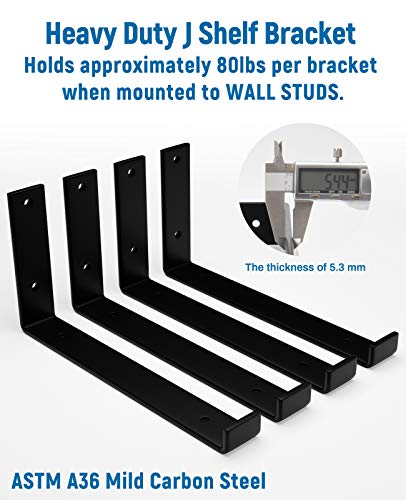 LEOPO 8 inch 12 Pack Shelf Brackets for DIY Floating Shelf, 1/5 inch Thick Heavy Duty Bracket