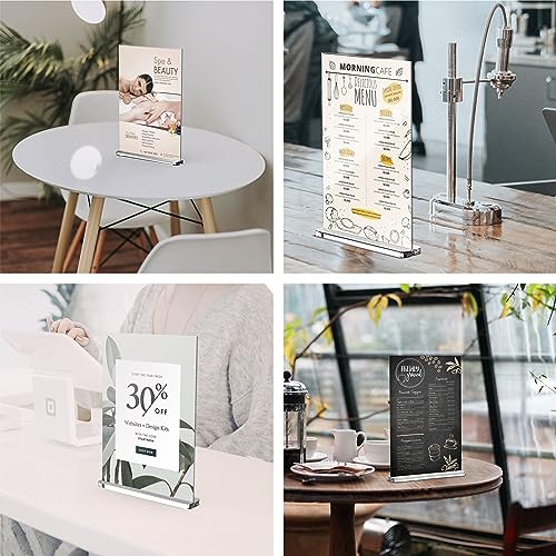 Vlaseo 8.5 x 11 Inch Acrylic Sign Holder Double Sided Clear Menu Vertical T Shape Display Sign Stands for Home, Office, Retail Show Fair, Restaurants, Wedding Reception, Party Decoration-8 Pack