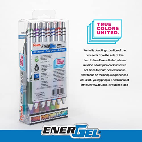 Pentel EnerGel RTX True Colors United (0.7mm) Medium Line, Assorted Ink, 20 Pack Box (BL77PC20MTCU)