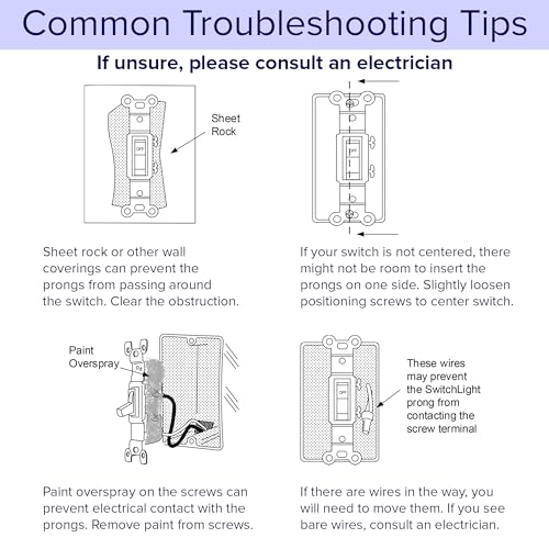 SnapPower 2 Pack SwitchLight - LED Night Light - for Single-Pole Switches - Switch Plate with LED Night Lights - Adjust Brightness - Auto On/Off Sensor - (Rocker, Ivory)